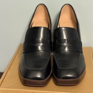Black Block Heel Loafers
